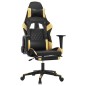 vidaXL Silla gaming con reposapiés cuero sintético negro dorado vidaXL Silla gaming con reposapiés cuero sintético negro dorado