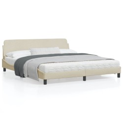 vidaXL Estructura de cama con cabecero de tela color crema 180x200 cm