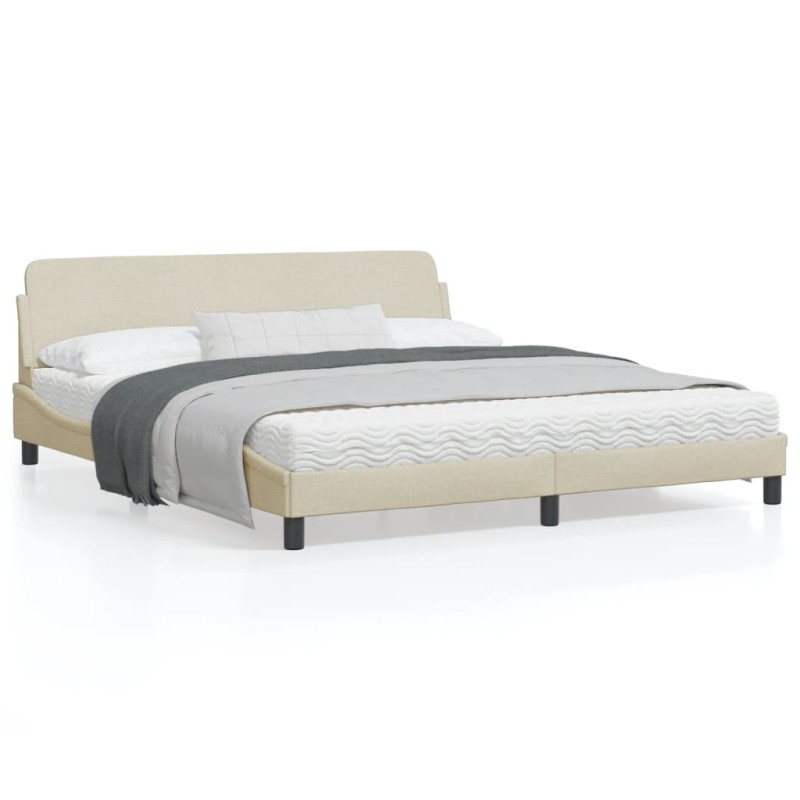 vidaXL Estructura de cama con cabecero de tela color crema 180x200 cm vidaXL Estructura de cama con cabecero de tela color crema 180x200 cm