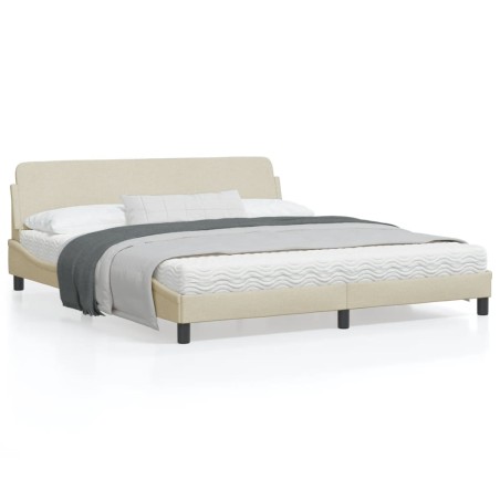 vidaXL Estructura de cama con cabecero de tela color crema 180x200 cm