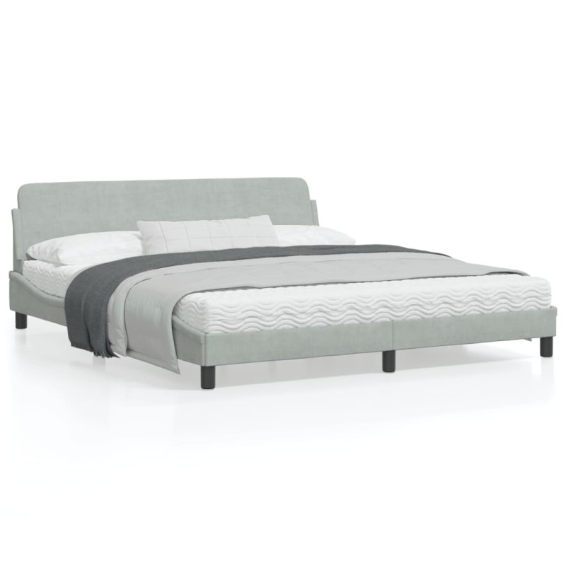 vidaXL Estructura de cama con cabecero terciopelo gris claro 180x200cm vidaXL Estructura de cama con cabecero terciopelo gris claro 180x200cm