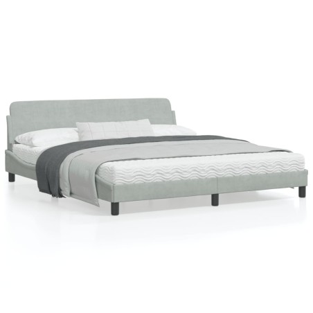vidaXL Estructura de cama con cabecero terciopelo gris claro 180x200cm