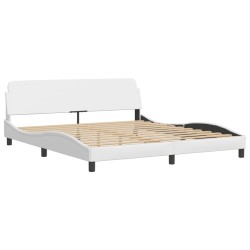 vidaXL Estructura de cama cabecero cuero sintético blanco 180x200 cm
