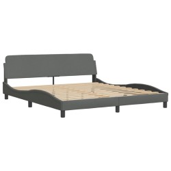 vidaXL Estructura de cama con cabecero tela gris oscuro 180x200 cm