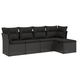 vidaXL Set de muebles de jardín 5 pzas y cojines ratán sintético negro