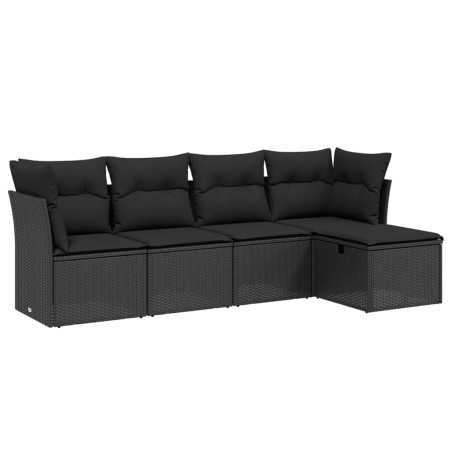 vidaXL Set de muebles de jardín 5 pzas y cojines ratán sintético negro