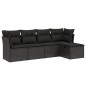 vidaXL Set de muebles de jardín 5 pzas y cojines ratán sintético negro vidaXL Set de muebles de jardín 5 pzas y cojines ratán sintético negro