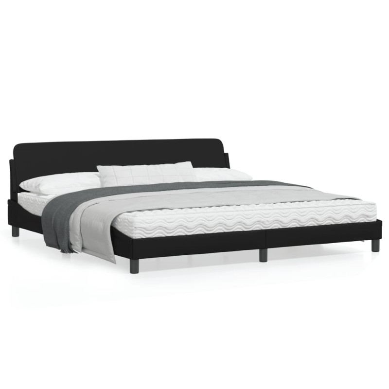 vidaXL Estructura de cama con cabecero cuero sintético negro 200x200cm vidaXL Estructura de cama con cabecero cuero sintético negro 200x200cm