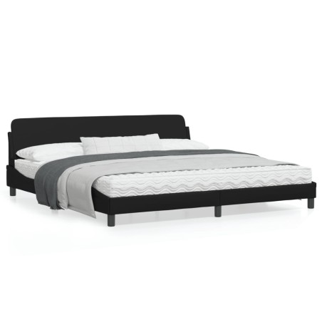 vidaXL Estructura de cama con cabecero cuero sintético negro 200x200cm