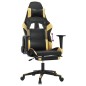 vidaXL Silla gaming con reposapiés cuero sintético negro dorado vidaXL Silla gaming con reposapiés cuero sintético negro dorado