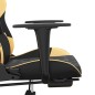 vidaXL Silla gaming con reposapiés cuero sintético negro dorado vidaXL Silla gaming con reposapiés cuero sintético negro dorado