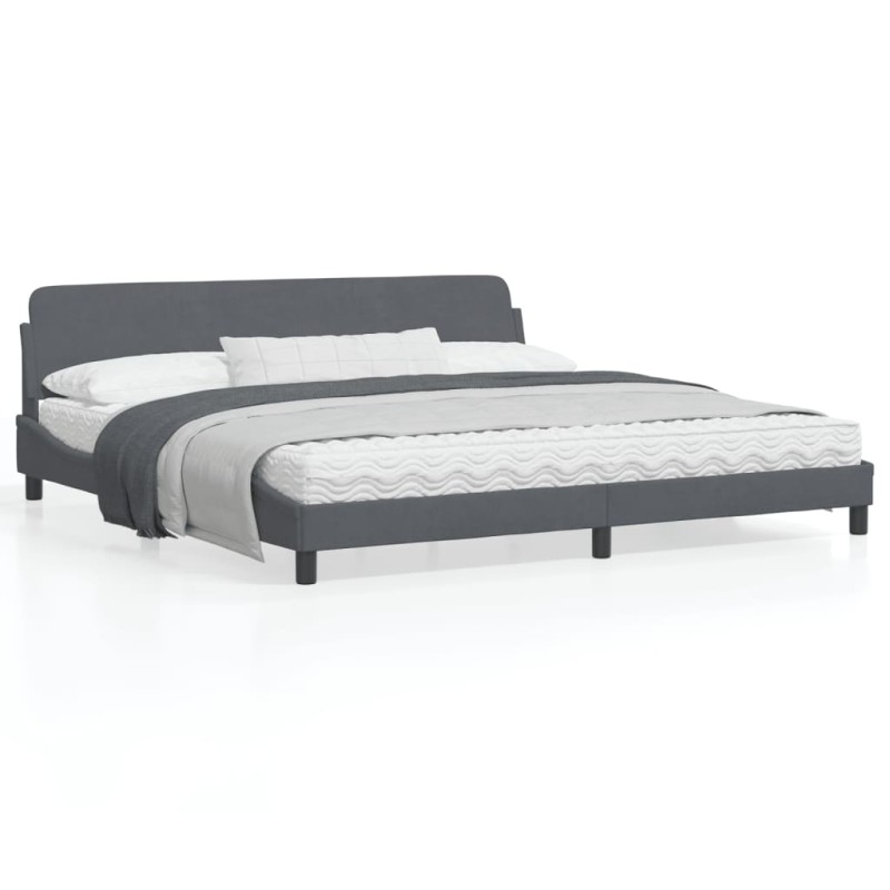 vidaXL Estructura cama con cabecero terciopelo gris oscuro 200x200 cm vidaXL Estructura cama con cabecero terciopelo gris oscuro 200x200 cm