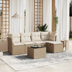 vidaXL Juego de sofás jardín con cojines 6 pzas ratán sintético beige