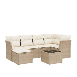 vidaXL Set sofás de jardín 7 piezas y cojines ratán sintético beige