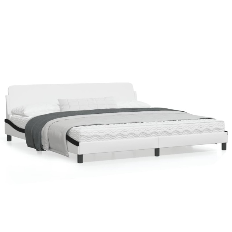vidaXL Estructura de cama con cabecero cuero sintético blanco y negro