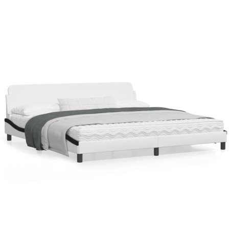 vidaXL Estructura de cama con cabecero cuero sintético blanco y negro