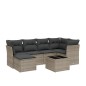 vidaXL Set de sofás de jardín 7 piezas con cojines ratán PE gris vidaXL Set de sofás de jardín 7 piezas con cojines ratán PE gris