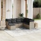 vidaXL Set de sofás de jardín 7 piezas con cojines ratán PE gris vidaXL Set de sofás de jardín 7 piezas con cojines ratán PE gris