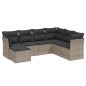 vidaXL Set de sofás de jardín 7 piezas con cojines ratán PE gris vidaXL Set de sofás de jardín 7 piezas con cojines ratán PE gris