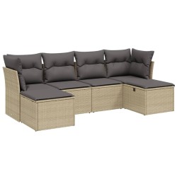 vidaXL Juego de sofás jardín con cojines beige mezcla 6 pzas ratán PE
