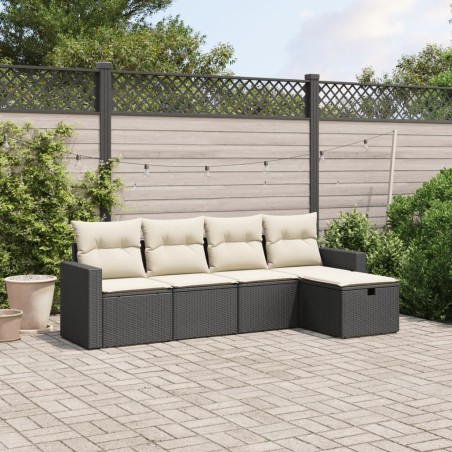 vidaXL Set de muebles de jardín 5 pzas y cojines ratán sintético negro