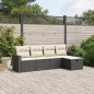 vidaXL Set de muebles de jardín 5 pzas y cojines ratán sintético negro