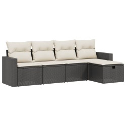 vidaXL Set de muebles de jardín 5 pzas y cojines ratán sintético negro