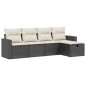 vidaXL Set de muebles de jardín 5 pzas y cojines ratán sintético negro