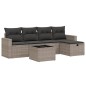 vidaXL Set de muebles de jardín 6 pzas y cojines ratán sintético gris vidaXL Set de muebles de jardín 6 pzas y cojines ratán sintético gris