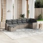 vidaXL Set de sofás de jardín 7 piezas con cojines ratán PE gris vidaXL Set de sofás de jardín 7 piezas con cojines ratán PE gris