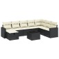 vidaXL Set de sofás de jardín 8 piezas y cojines ratán sintético negro vidaXL Set de sofás de jardín 8 piezas y cojines ratán sintético negro