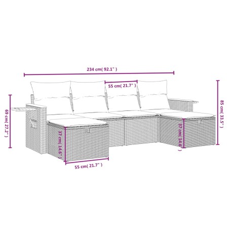 vidaXL Set de muebles de jardín 5 pzas y cojines ratán sintético negro
