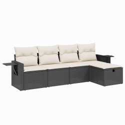 vidaXL Set de muebles de jardín 5 pzas y cojines ratán sintético negro