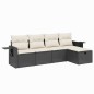 vidaXL Set de muebles de jardín 5 pzas y cojines ratán sintético negro