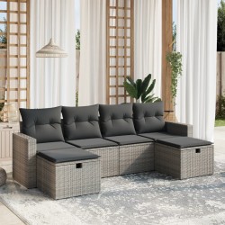 vidaXL Set de muebles de jardín 6 pzas y cojines ratán sintético gris