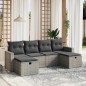 vidaXL Set de muebles de jardín 6 pzas y cojines ratán sintético gris vidaXL Set de muebles de jardín 6 pzas y cojines ratán sintético gris