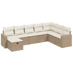 vidaXL Juego de sofás de jardín con cojines beige 8 pzas ratán PE