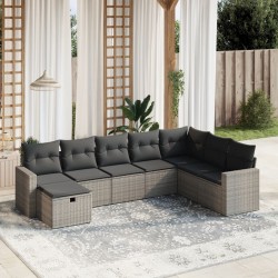vidaXL Set de sofás de jardín 8 pzas y cojines ratán sintético gris