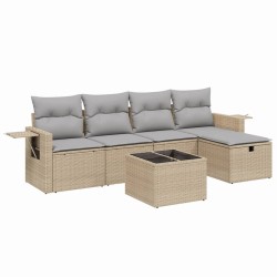 vidaXL Juego de sofás jardín con cojines beige mezcla 6 pzas ratán PE