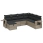 vidaXL Set de sofás de jardín 7 piezas con cojines ratán PE gris vidaXL Set de sofás de jardín 7 piezas con cojines ratán PE gris