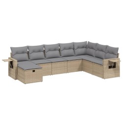 vidaXL Juego de sofás jardín con cojines beige mezcla 8 pzas ratán PE