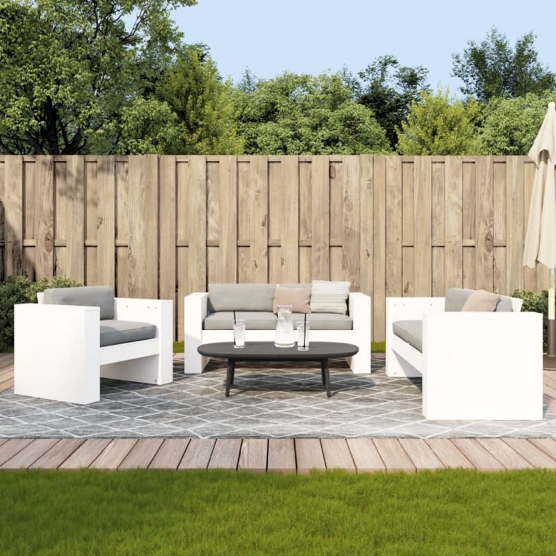 vidaXL Juego de muebles de jardín 2 piezas madera maciza pino blanco vidaXL Juego de muebles de jardín 2 piezas madera maciza pino blanco