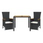 vidaXL Set comedor de jardín 3 pzas con cojines ratán sintético negro vidaXL Set comedor de jardín 3 pzas con cojines ratán sintético negro