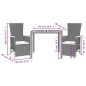 vidaXL Set comedor de jardín 3 pzas con cojines ratán sintético negro vidaXL Set comedor de jardín 3 pzas con cojines ratán sintético negro