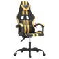 vidaXL Silla gaming cuero sintético negro y dorado vidaXL Silla gaming cuero sintético negro y dorado