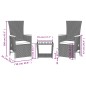 vidaXL Set comedor de jardín 3 pzas con cojines ratán sintético negro vidaXL Set comedor de jardín 3 pzas con cojines ratán sintético negro