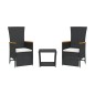 vidaXL Set comedor de jardín 3 pzas con cojines ratán sintético negro vidaXL Set comedor de jardín 3 pzas con cojines ratán sintético negro