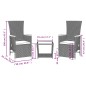 vidaXL Set comedor de jardín 3 pzas con cojines ratán sintético negro vidaXL Set comedor de jardín 3 pzas con cojines ratán sintético negro