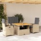 vidaXL Set de comedor jardín con cojines 4 pzas ratán sintético beige vidaXL Set de comedor jardín con cojines 4 pzas ratán sintético beige