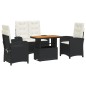 vidaXL Juego comedor jardín 4 piezas con cojines ratán sintético negro vidaXL Juego comedor jardín 4 piezas con cojines ratán sintético negro